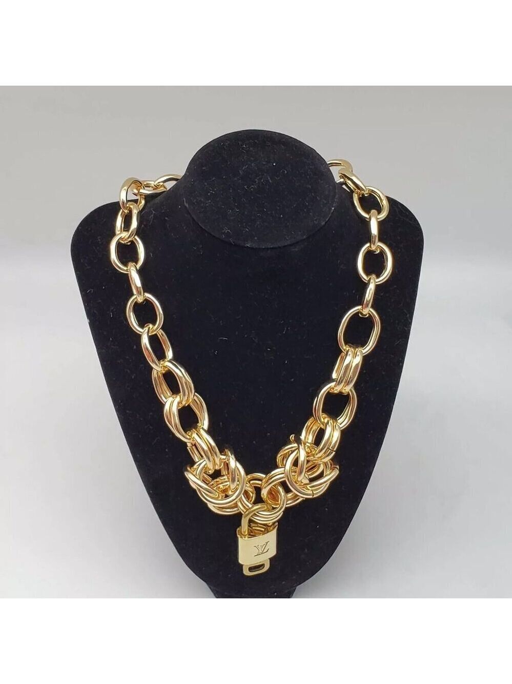 Authentic Louis Vuitton Lock & Key with Unbranded Gold Plated Chain Necklace